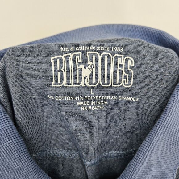 Big Dogs Polo Shirt Mens Large Blue Short Sleeve Cotton Polyester Spandex Blend‎ - Picture 9 of 10
